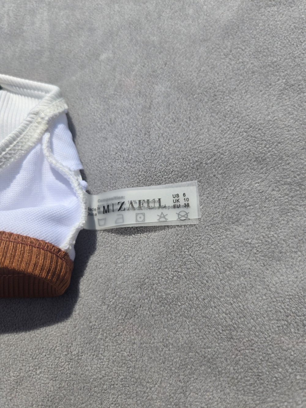 Zaful Colorblock V-Notch Triangle Bikini - White, Green & Brown - NEW - Picture 9 of 10